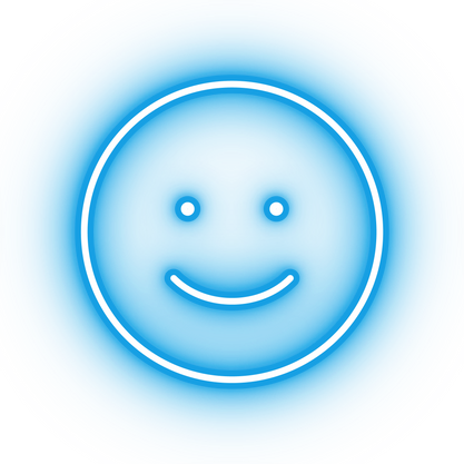 Neon blue smiley face icon