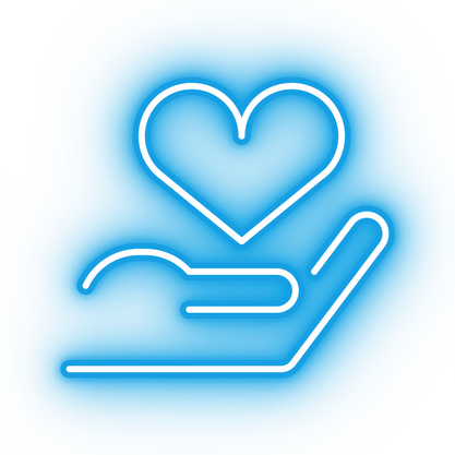 Neon blue heart icon